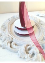 Панделка органза за декорация на ролка ширина 1 см цвят бордо